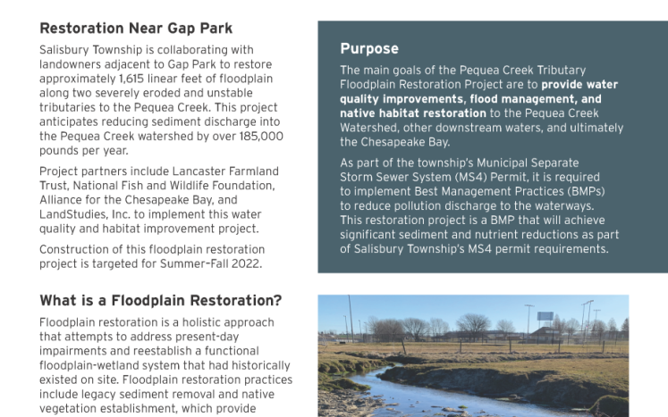 Pequea Creek Tributary Restoration Flyer